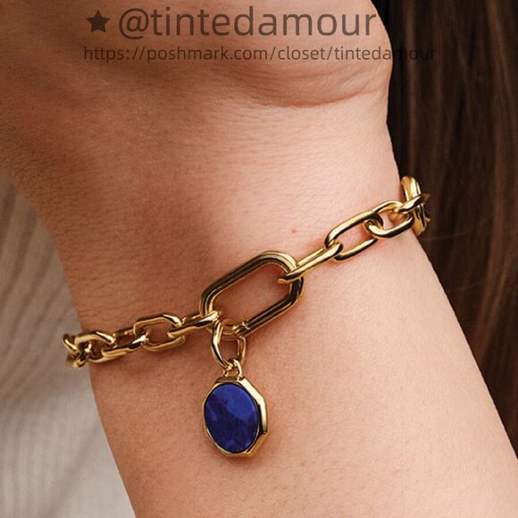 Pandora Blue Engravable Mini Medallion Charm - Picture 5 of 7